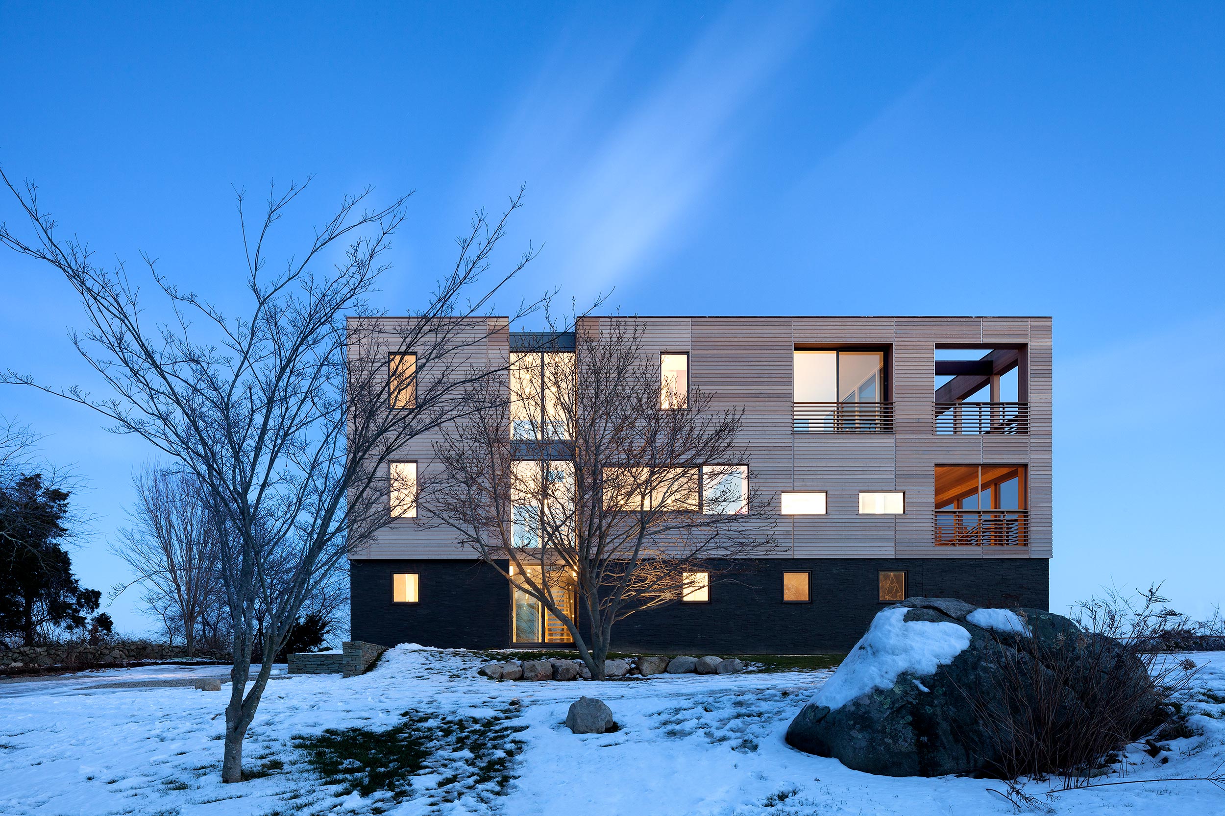 Westerly, Rhode Island Residence, Modern Architecture, Blue Hour Photography